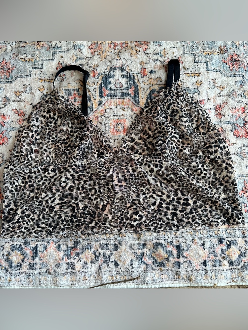 Leopard Print Bralette Crop Top - Neutral Brown & Black